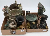 TWO TRAY LOTS OF BRONZE AND BR
