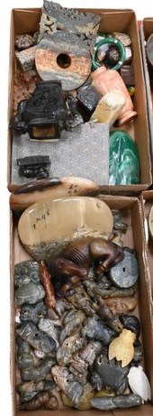 TWO TRAY LOTS OF CHINESE CARVE