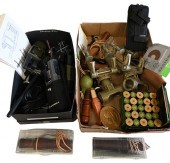 TWO TRAYS OF HUNTING EQUIPMENT