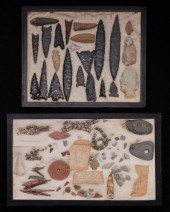 TWO TRAYS OF STONE POINTS AND