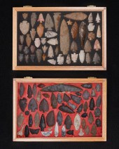TWO TRAYS OF STONE POINTSTwo t