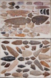 TWO TRAYS OF STONE POINTSTwo t