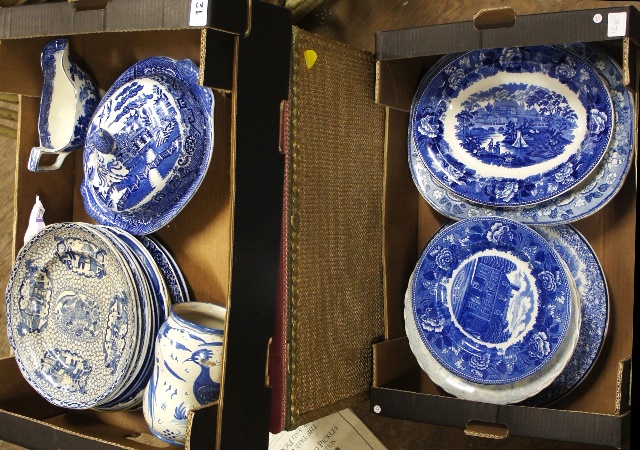 Two Trays of various Blue and White