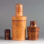 Two treenware bottle cases 1)
