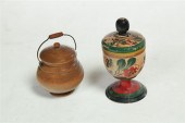 TWO TREENWARE CONTAINERS.  Ame