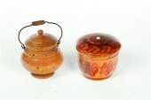 TWO TREENWARE CONTAINERS.  Ame