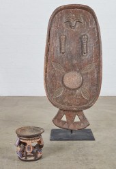 TWO TRIBAL CARVED WOOD OBJECTS
