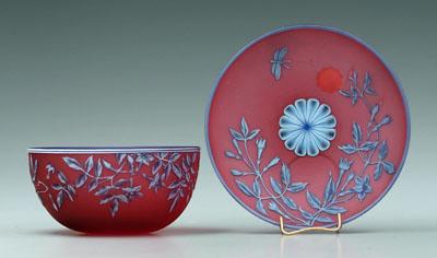 Two tricolor Webb cameo bowls: both