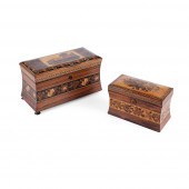 TWO TUNBRIDGE WARE TEA CADDIES