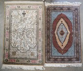 TWO TURKISH SILK RUGSTwo Turki