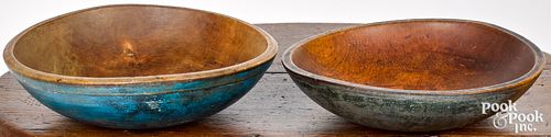 TWO TURNED AND PAINTED WOOD