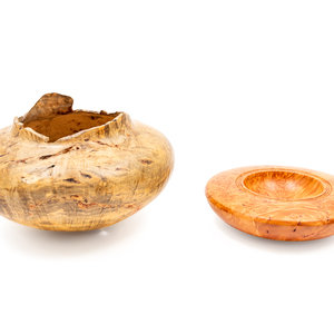 Two Turned Burlwood  Bowls by Ray
