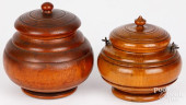 TWO TURNED PEASEWARE CANNISTER