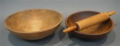 TWO TURNED WOOD BOWLS (ONE SIG