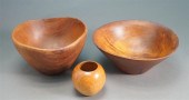 TWO TURNED WOOD SALAD BOWLS AN