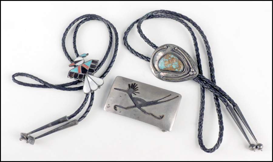 TWO TURQUOISE BOLOS. Toogether with