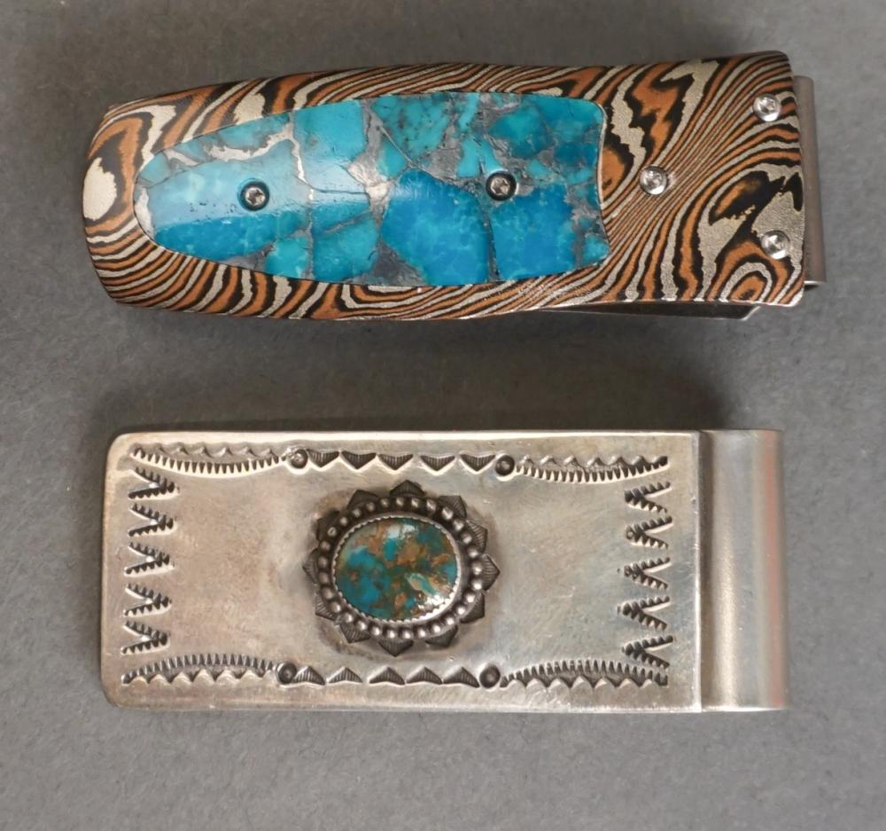 TWO TURQUOISE MOUNTED MONEY