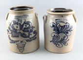 TWO TWO-GALLON STONEWARE CROCK