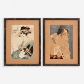 TWO UKIYO-E COLOR WOODBLOCKS,