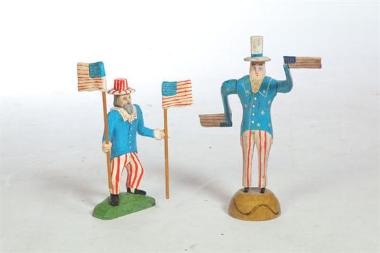 TWO UNCLE SAM CARVINGS. 