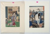 TWO UNFRAMED 19TH C JAPANESE W