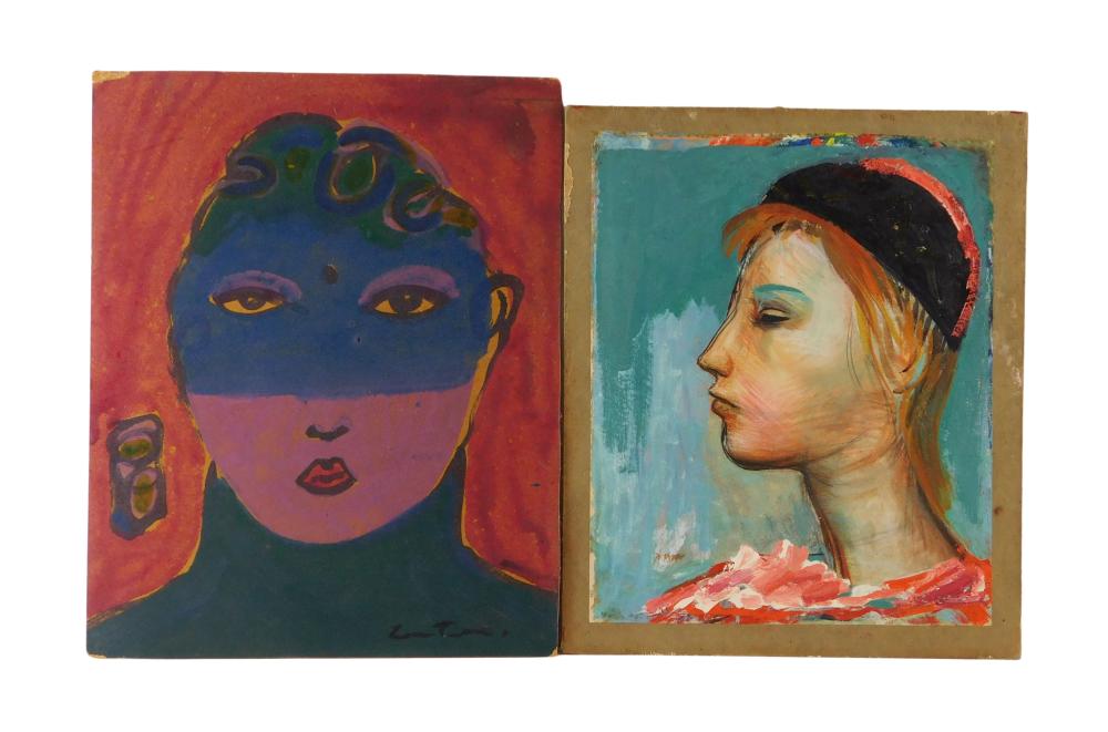 TWO UNFRAMED 20TH C. PORTRAITS, THE