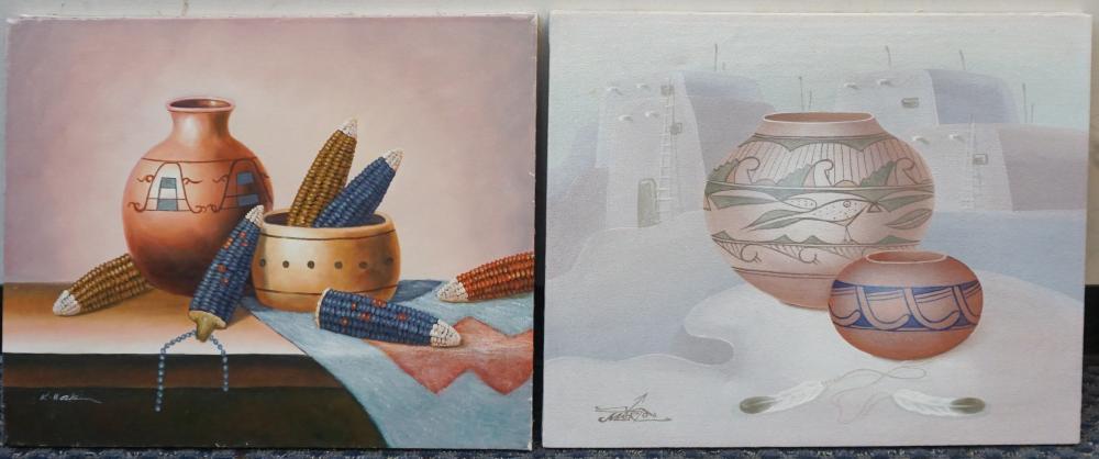 TWO UNFRAMED AMERICAN INDIAN THEMED