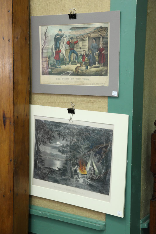 TWO UNFRAMED CURRIER & IVES GENRE