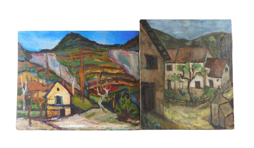 TWO UNFRAMED LANDSCAPE PAINTINGS,