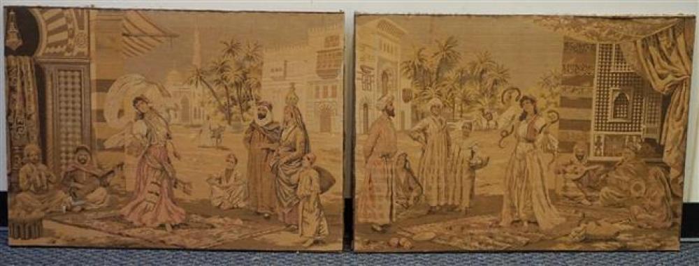 TWO UNFRAMED MACHINE TAPESTRIES,