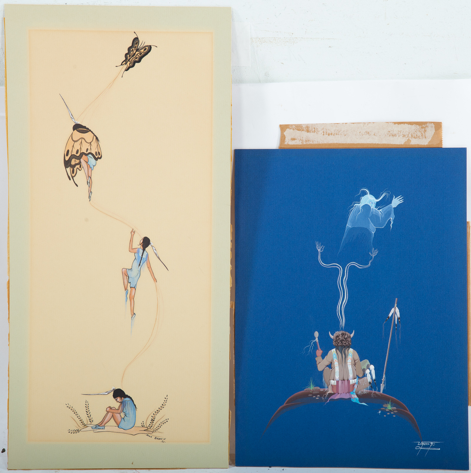 TWO UNFRAMED NATIVE AMERICAN THEMED