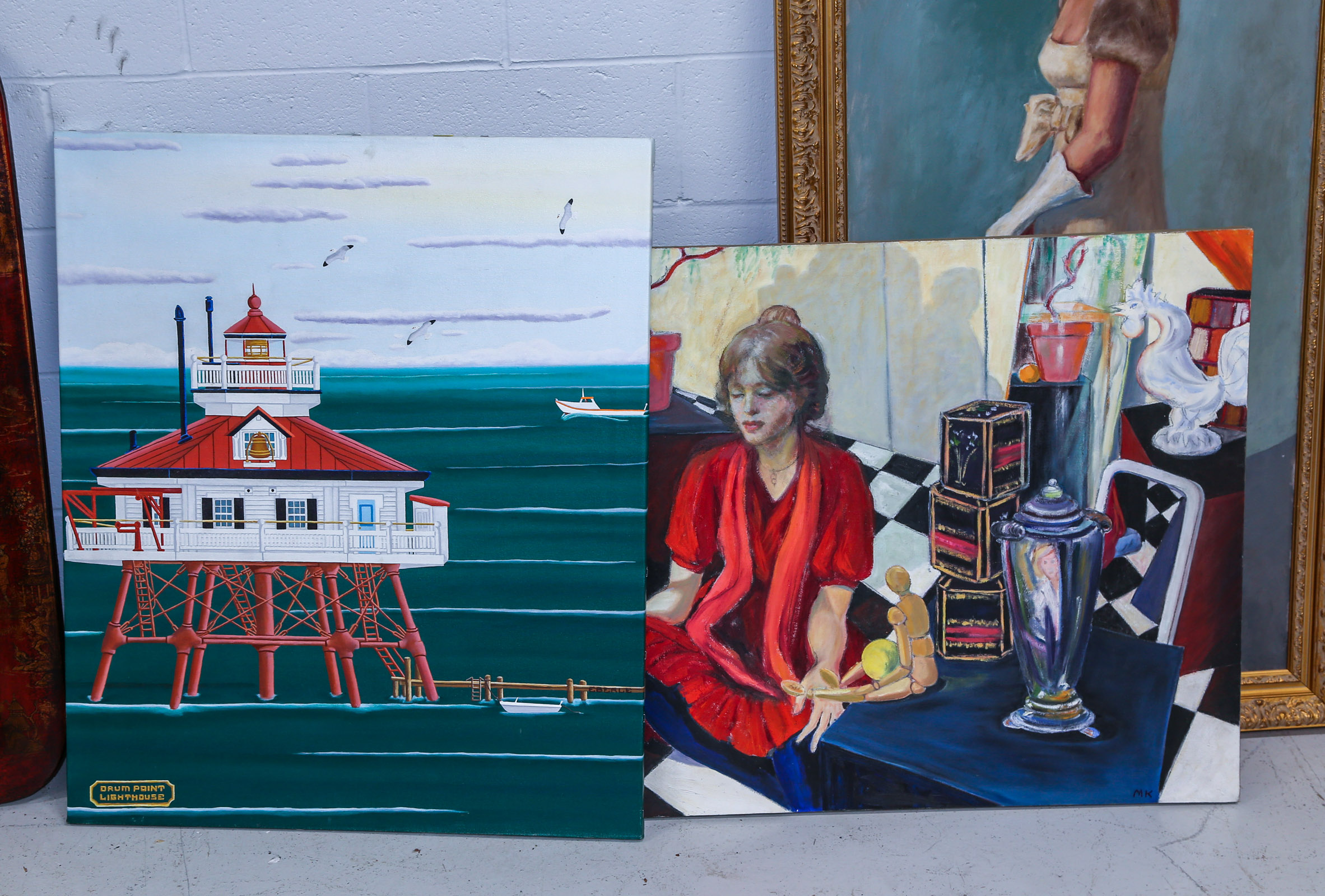 TWO UNFRAMED OILS ON CANVAS
