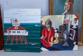 TWO UNFRAMED OILS ON CANVAS In