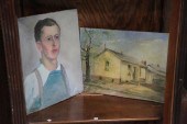 TWO UNFRAMED PAINTINGS BY DORA