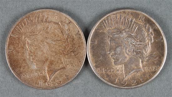 Two United States Peace type silver