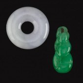 TWO UNMOUNTED JADEITE JADE CAR
