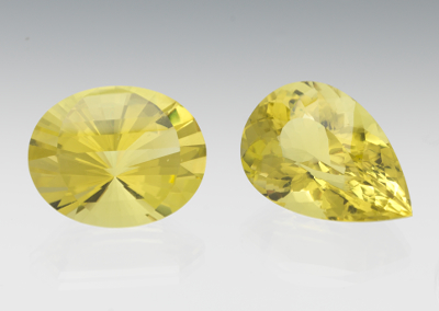 Two Unmounted Yellow Citrine Oval