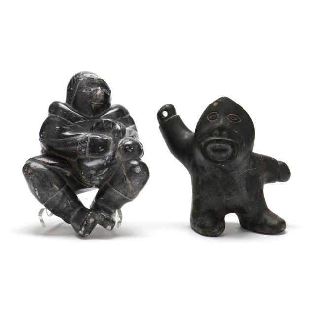TWO UNSIGNED INUIT STONE CARVINGS