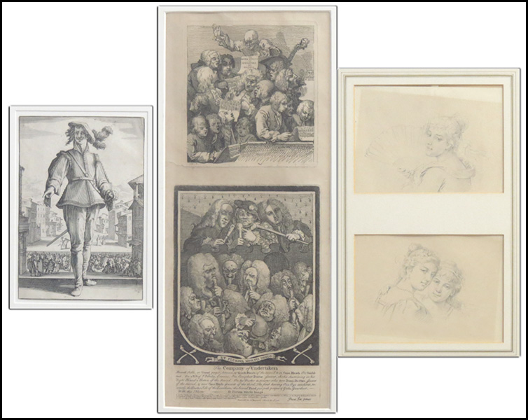 TWO UNSIGNED PENCIL DRAWINGS.