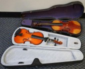 TWO UNSTRUNG DISTRESSED STAINE