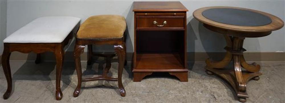 TWO UPHOLSTERED BENCHES, CHERRY BED