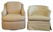 TWO UPHOLSTERED CLUB CHAIRS, O