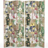 TWO UPHOLSTERED ROOM DIVIDERS