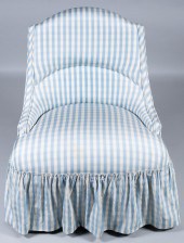 TWO UPHOLSTERED SLIPPER CHAIRS