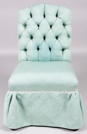 TWO UPHOLSTERED SLIPPER CHAIRS