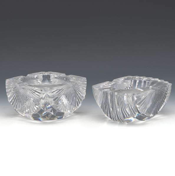 TWO VAL ST. LAMBERT ASHTRAYS 3 ½" x