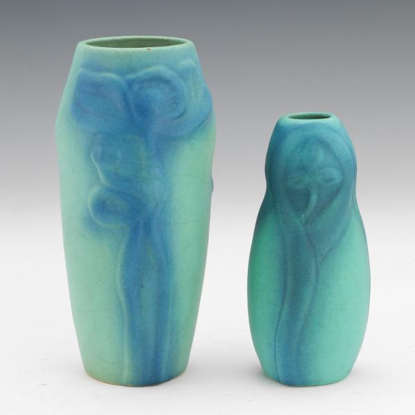 TWO VAN BRIGGLE VASES 8 ¼"H & 6 ½"H