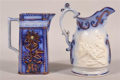 TWO VARIOUS FLOW BLUE CHINA