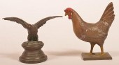 TWO VARIOUS METAL BIRD FIGURES