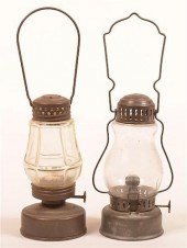 TWO VARIOUS TIN SKATER'S LANTE